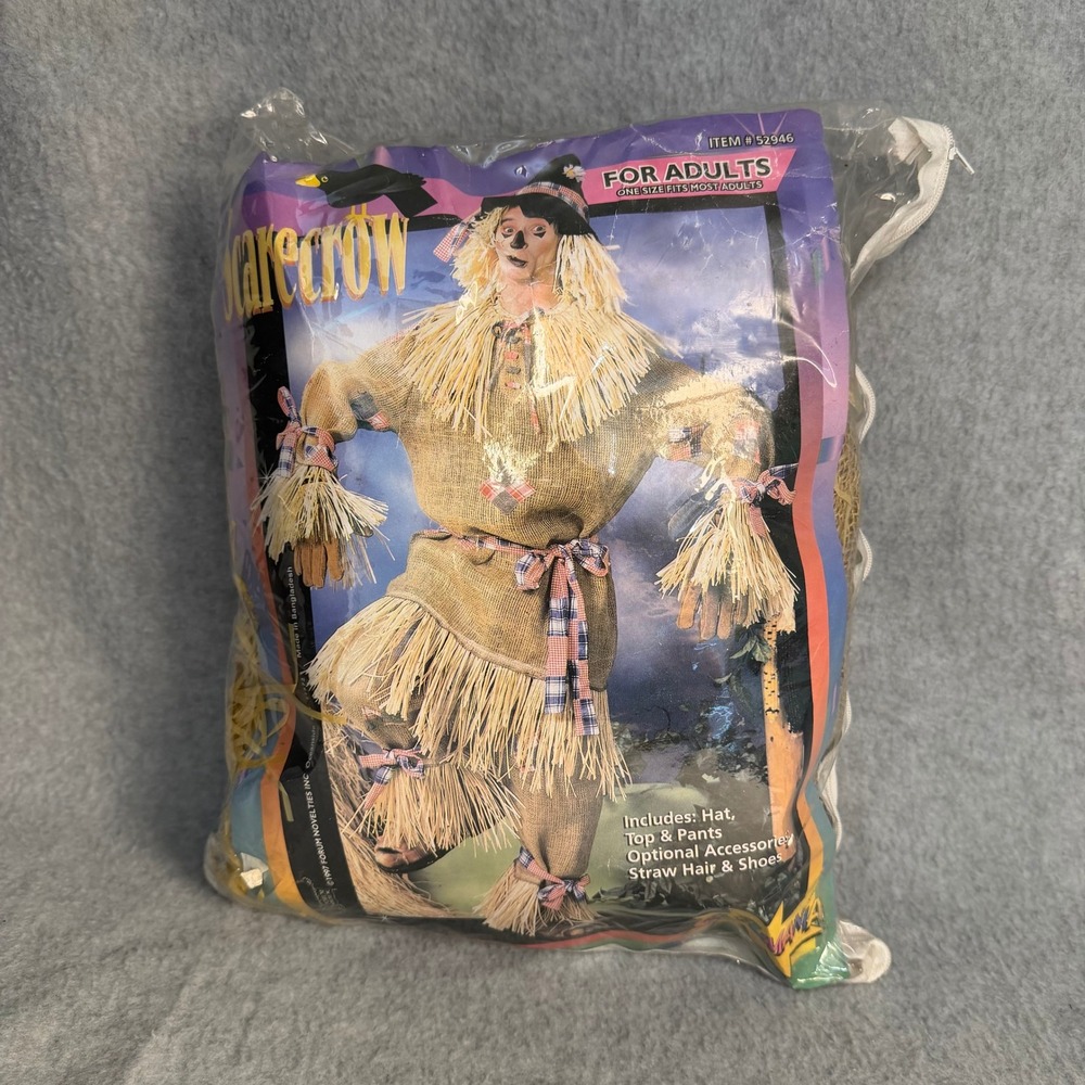 Costumania Scarecrow Costume Adult Brown Burlap Patchwork Hat Top Pants NEW